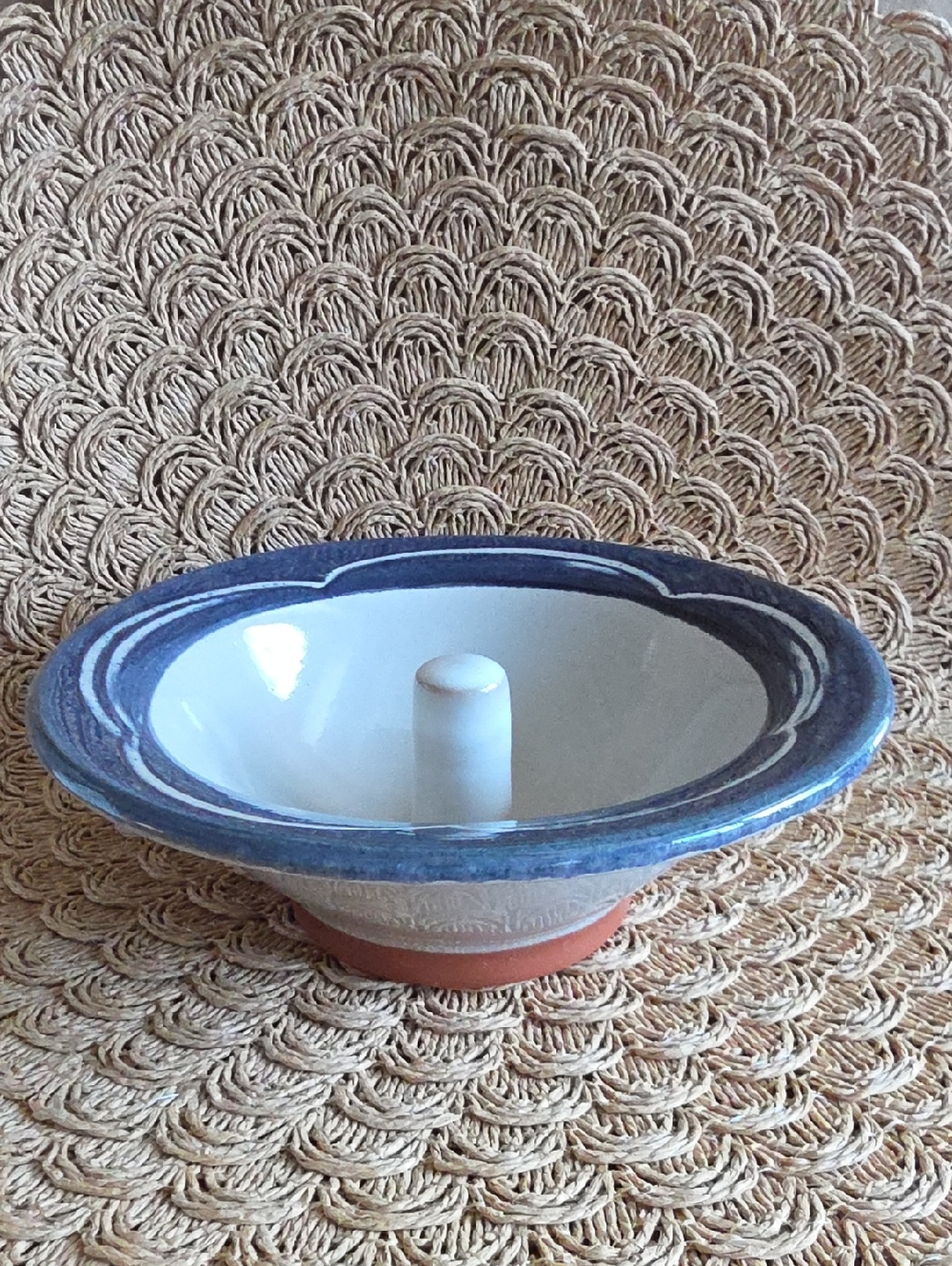 The Original Apple Baker Baking Dish Paris Maine Blue & White Glazed Pottery